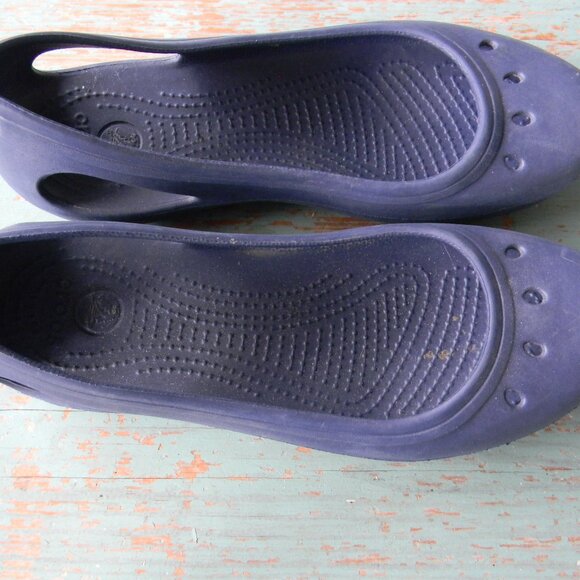 CROCS Womens Kadee Ballet Flat Sz 9 Navy Blue Slip On Shoe Casual Comfy Beach - Picture 7 of 7